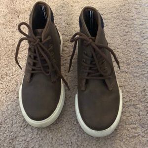 Nautica brown leather lace up booties for boys